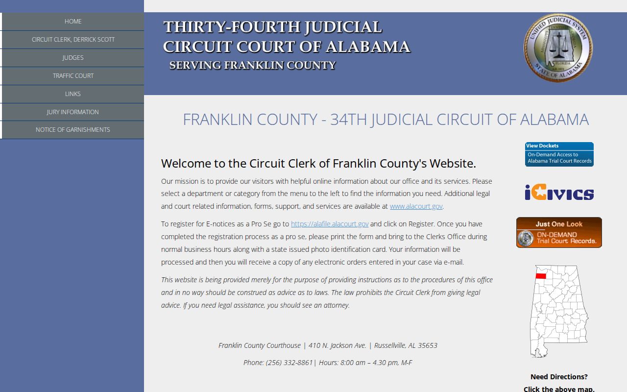 Franklin County active warrant court record access through the 34th Judicial Circuit