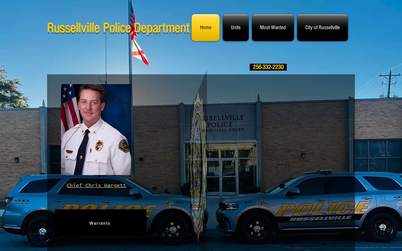 Russellville Police Department official contact page