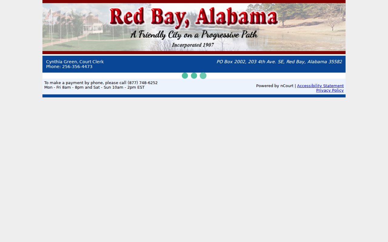 Red Bay Municipal Court online payment interface linked by the city