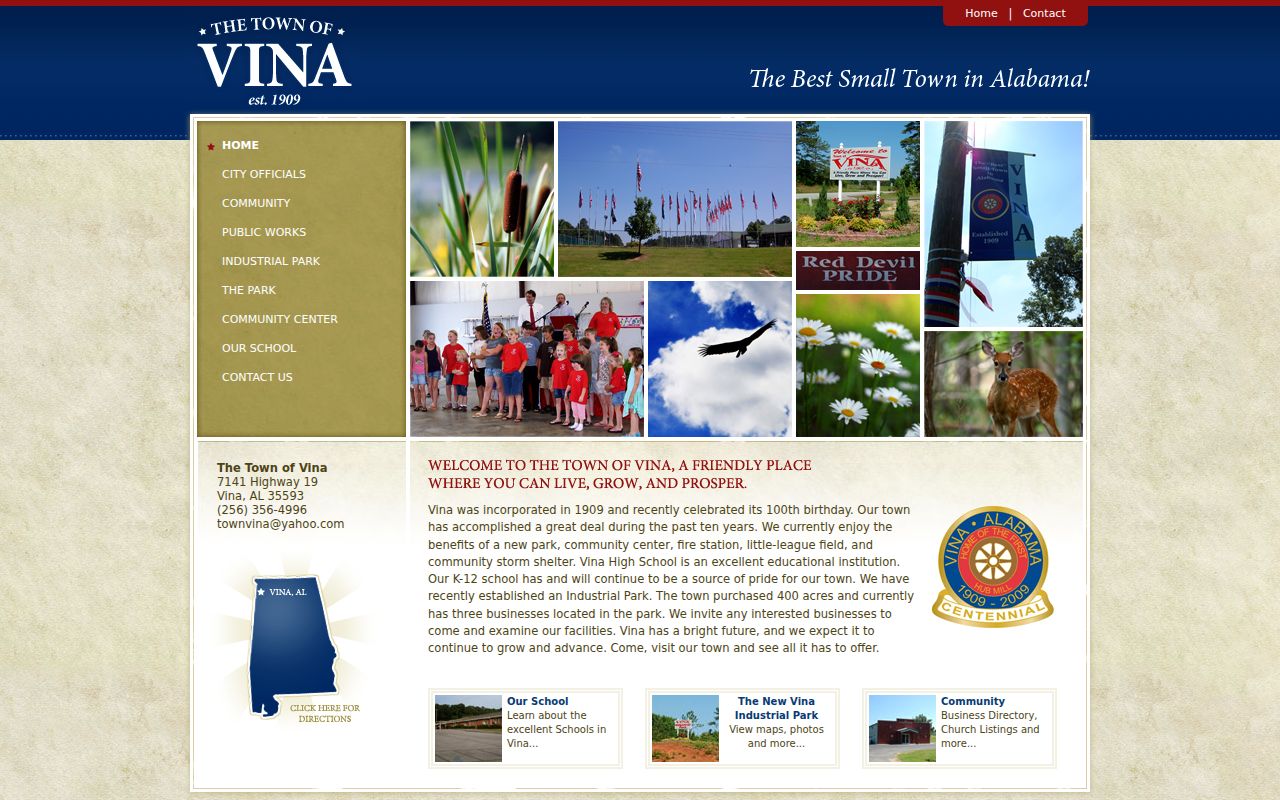 Official Vina Town Hall contact and town information page